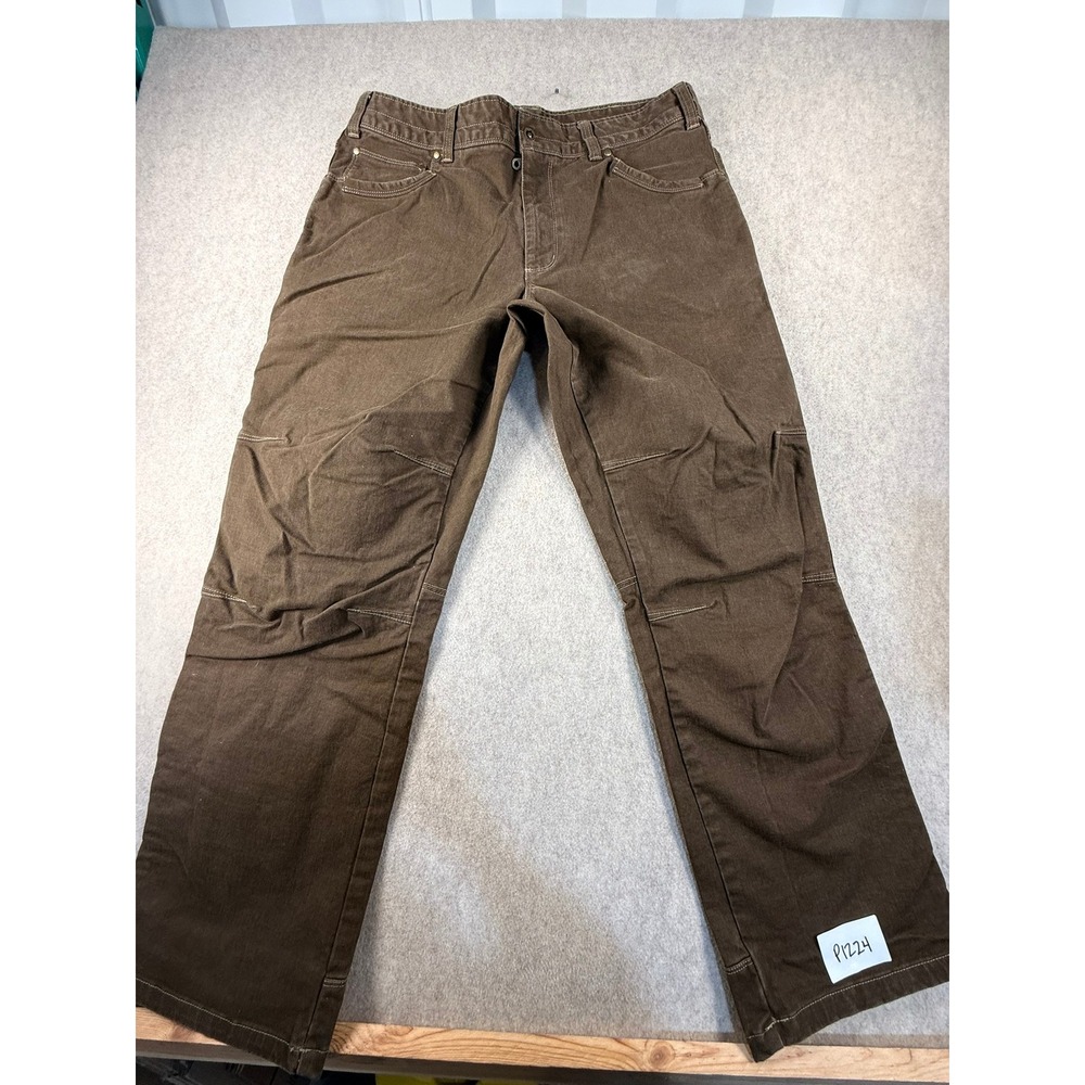 Eddie Bauer Mens 36x32 Brown Canvas Work Pants Utility Hiking Straight Leg P1224